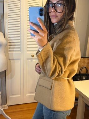 Vintage boiled wool reversible Women's Tan Belted Jacket